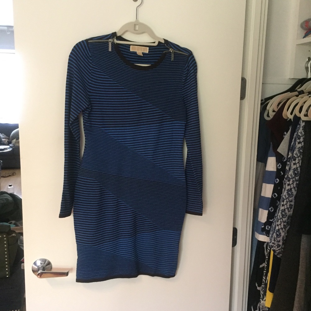 MICHAEL Michael Kors Fitted Stripe Dress, size S